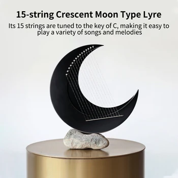 Лира 15-низ Тип Crescent Moon Lyre C Key Harp Преносима Лира Струни От Стоманена Тел За Начинаещи Мини-Струнен Инструмент От масивно Дърво