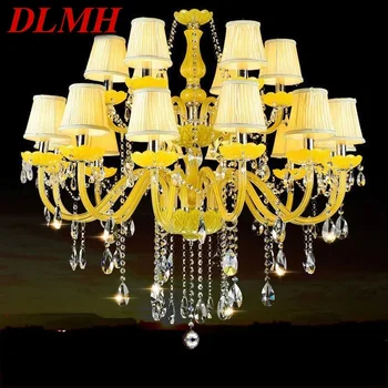 Луксозна Европейска кристален подвесная лампа DLMH, Жълта свещ, лампа за топла дневна и спалня, Ресторант, Хотел, Вила, Полилей