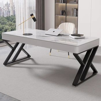 Луксозни и модерни идеи Офис маса с двоен дървен дизайнерски метална рамка за крака, маси за мениджъри, мебели за спални Arts Mesa Escritorio
