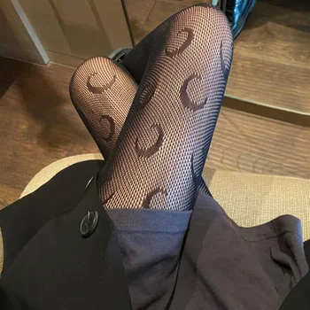 Луксозни маркови дамски чорапогащи, Секси чорапи Ластични гамаши, Чорапогащници с сетчатыми букви, Чорапогащници с принтом, Чорапи, чорапи като рибарска мрежа