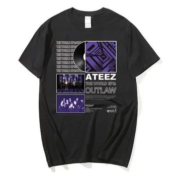 Лятна тениска ATEEZ Fans Assistance Harajuku, Свободна Удобна тениска с кръгло деколте, модни блузи с къс ръкав и писмото принтом за мъже и жени
