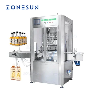 Машина за бутилиране на течности ZONESUN с 6 глави, Автоматична Линия за бутилиране на етерично масло, сок, вода в буркани и бутилки с пылезащитным екран ZS-VTMP80D