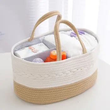 Многофункционална кошница за съхранение на бебешки пелени, преносим пътна чанта за майките, чанта-тоут, памучен чанта за памперси, Веревочная чанта за памперси на открито