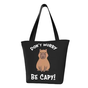 Множество Пазарска Чанта Capy Capybara, Дамски Холщовая Чанта През Рамо, Миещи Сладко Чанта За Пазаруване С Продукти