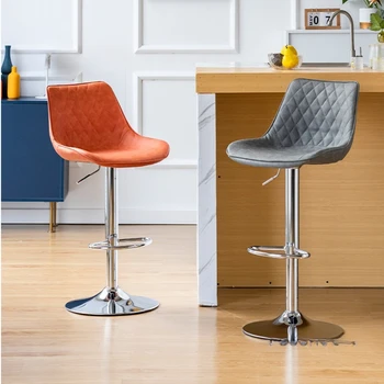 Модерни Прости Вдигане на бар столове от Въртящи се бар столове за кухненски мебели От леката луксозна домакински плат С високо повратна барным стол