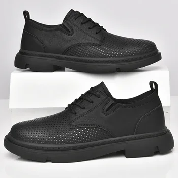 Модната Марка Мъжки обувки от естествена кожа, Дишаща Мъжка Бизнес обувки, Британска Мъжки Ежедневни обувки, Мъжки обувки-Oxfords