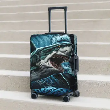 Морски Животни Калъф За Куфара Shark 3d Print Business Протектор За Почивка Strectch Аксесоари За Багаж
