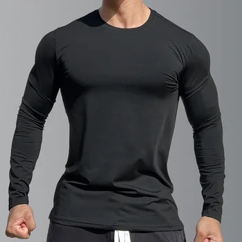 Мъжки Компресиране Риза С Дълъг Ръкав, Ежедневна Мода Обтягивающая Тениска, Мъжки Тениски За Тренировки Във Фитнеса, Върхове За Джогинг, Бързосъхнеща Облекло