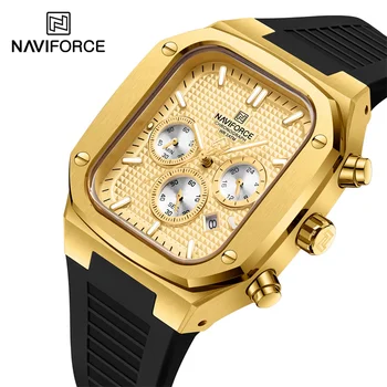 Мъжки кварцов часовник NAVIFORCE, луксозни спортни водоустойчив часовник, хронограф с светящимся силиконово каишка, часовници Reloj Hombre