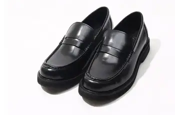 Мъжки обувки в черен цвят с кръгла пръсти в английски стил, ежедневни мъжки обувки, без закопчалка, удобни мъжки обувки от естествена кожа, класически лоферы