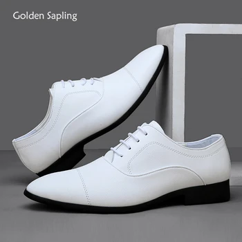 Мъжки официалната обувки Golden Sapling, модерни бели oxfords, Елегантни булчински обувки за мъже, ежедневни бизнес обувки с плоска подметка, Лоферы за почивка, модни лоферы