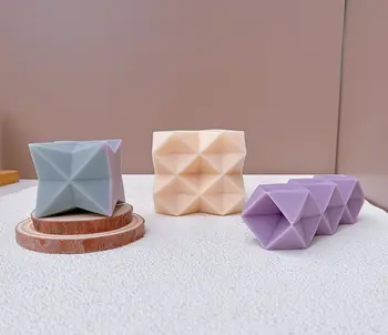 Направи си сам Абстрактен Кубче на Рубик Силиконова Форма на 3D Куб Силиконова форма на Квадратна Колона Смола Гипсовый Инструмент За Печене на Торта за Подарък Ръчна изработка Восъчна Форма