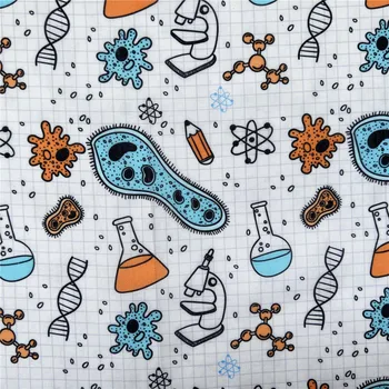 Научен експеримент клетъчното мозайка-мозайка от полиестер и памук, с принтом за тъкани Детски домашен текстил за шиене, капитониране, покривки за маса