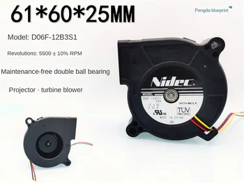 Нов D06F-12B3S1 проектор топка 6025 с турбо зареждане на 12V 0.33 A 6 см вентилатор за отвеждане на топлината 60 *60*25 ММ 6 * 6 * 2.5 СМ