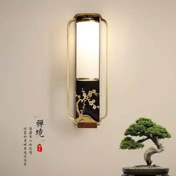 Нов Мед, с монтиран на стената Лампа В Китайски Стил С Цветя, Сливи, Орхидеи, Бамбук и Хризантемой, Стенни Лампа За Дневна, Модерна Дзен