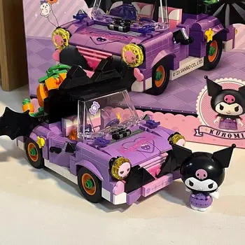 Нов градивен елемент на Sanrio, Cartoony сладък Куроми, модел автомобил My Melody, градивен елемент, играчка-пъзел за деца, подарък за рожден ден