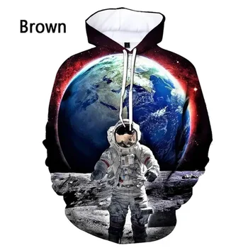 Нова мода Астронавт Космически костюм и Блузи за мъже Жени 3D Печат Пуловер с дълъг ръкав Hoody Мъжки спортен костюм Оверсайз