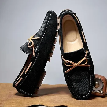 Нова мода ежедневни обувки Gommino с мека подметка в британския стил, без закопчалка, велурени обувки, модни мъжки обувки