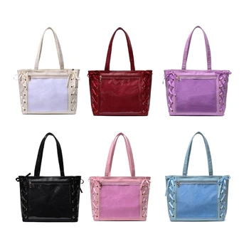 Нова модерна чанта-тоут с панделка, универсална чанта за съхранение на козметика и канцеларски материали