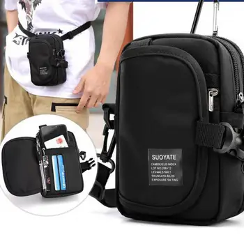 Нова мъжка чанта през рамо, богат на функции поясная Унисекс чанта от плат Оксфорд, чанта за мобилен телефон през рамо, мини чанта с множество слотове