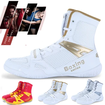 Нова окото борцовская обувки, маратонки, боксови с високо берцем за защита на краката, мъжки и дамски бойна обувки, професионална борцовская обувки