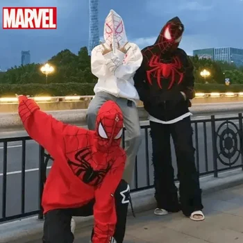 Нови качулки Marvel spiderman 3D дигитален печат, модни блузи в стил хип-хоп, мъжки дрехи с цип за влюбени, палто