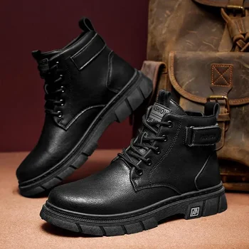Нови мъжки обувки бизнес работник в британския стил през есента на 2023 г., мъжки черни обувки на висок ток