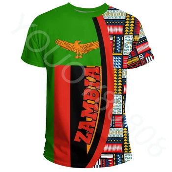 Нови тениски с принтом Африка, блузи с флаговете на Замбия и графични изображения Кент, градинска дрехи голям размер