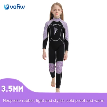 Новият едно парче водолазный костюм за момичета и момчета, 3,5 мм Неопреновый плюшено топъл неопрен за сърфиране, гмуркане с шнорхел, детски плувни бански костюми