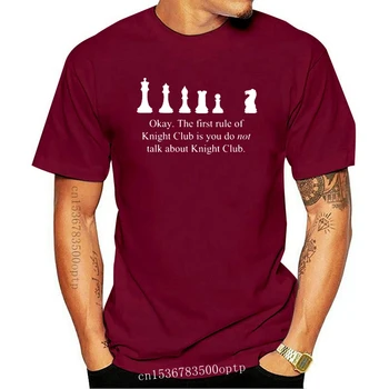 Новост 2021 2021 Модерна марка дрехи THE FIRST RULE OF KNIGHT CLUB - Забавна шахматна мъжка тениска
