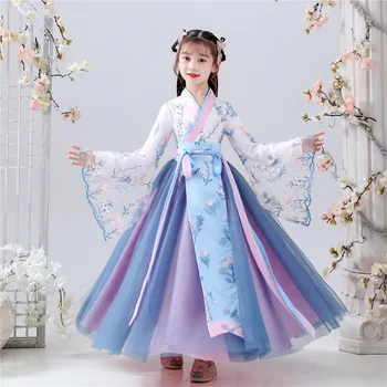 Облекло Hanfu Tang за момичета 2021, Есен ново детско рокля с дълги ръкави за гимназия и университет, стара бродерия за момичета