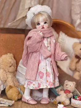 Облекло за кукли BJD за зимния розово палто 1/6 Yosd, пола, шал, Чорапи, шапка, Аксесоари за дрехи за кукли (с изключение на кукли)