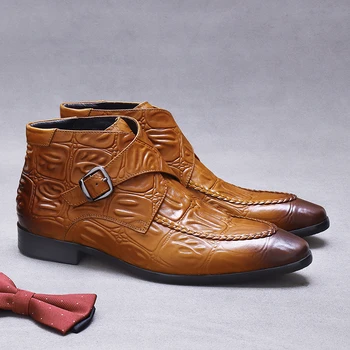 Обувки За Мъже, Мъжки Ботильоны От Естествена Телешка Кожа, Бизнес Офис Официални Обувки дантела с Ръчно изработени, Зимни Обувки За конна езда, Голям Размер на 24