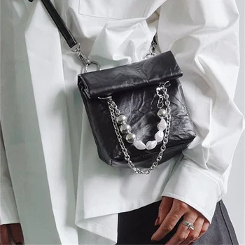 Оригиналната малка чанта Dark Wind, дамски модни универсална мини чанта през рамо с гънки на веригата