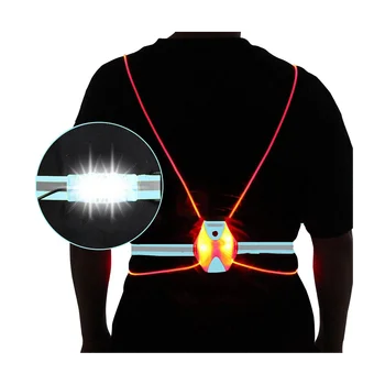 Отразяваща жилетка за нощно Бягане LED Гърдите Лампа USB Зареждане на Къмпинг, Риболов, Колоездене Жилетка Light ()