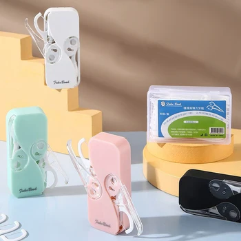 Пластмасов автоматичен преносим зубочиститель Кутия за съхранение на клечки за Зъби Удобен Практичен Отличен за пътуване, къмпинг