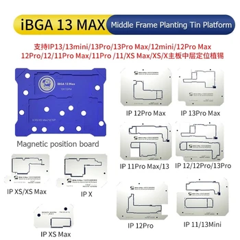Платформа за реболлинга средна рама MECHANIC IBGA13 MAX Определяне на дънната платка за iPhoneX-13 за инсталиране на тенекиен стоманена мрежа