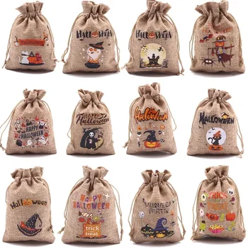 Подаръчен пакет с анимационни тиква за Хелоуин, детски подаръчен пакет за парти, украсете малките тъканни торбички забавни шарки