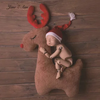 Подпори за фотосесия на новородено Предмети коледната тематика на елени от филц Коледно дърво подарък аксесоари за студийната стрелба
