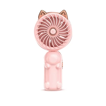 Портативен ръчен вентилатор с кошачьими уши - мини вентилатор с USB батерия, сгъваема малко фен