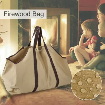 Преносим туристическа чанта за дърва на открито, здрава холщовая чанта за съхранение на мача за огрев