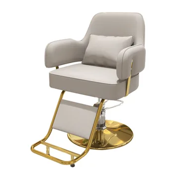 Продажба на едро на съвременните луксозни мебели за фризьорски салони по поръчка с хидравличен подем кожа фризьорски столове с подложки за краката и метална основа