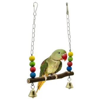 Птичи люлка Цветни дървени мъниста Пилешки играчки За пилета Bird Parrot Trainnin 1бр LWW9170