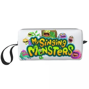 Пътна чанта за тоалетни принадлежности Ми Singing Monsters, сладък електронен органайзер за козметика за игри, женски, определени за съхранение на козметика, кутия за грим
