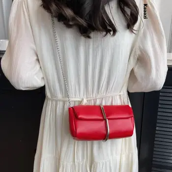 Реколта Червена универсална ежедневна чанта през рамо, луксозен дизайнерски модерен портфейл, кожена верижка, женствена чанта през рамо 2023 г.