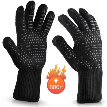 Ръкавици за барбекю резултати при висока температура кухненски ръкавици за фурна 500 800 Градуса Огнеупорни ръкавици за микровълнова печка с топлоизолация за барбекю