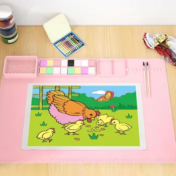 Силиконово килимче за рисуване Удобна подложка за рисуване многократно използване на Универсален силикон килимче за рисуване с ръце, за деца