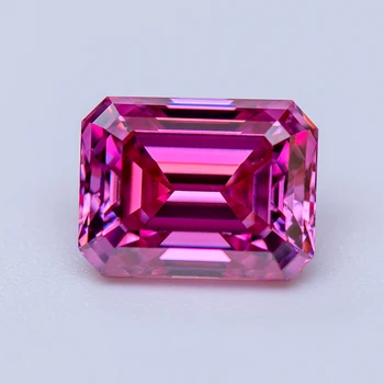 Скъпоценен Камък Муассанит Розов Цвят на Изумруд и диамант Нарязани Отгледани В Лаборатория Диамант САМ Пръстен, Огърлица, Обеци Основни Материали със Сертификат за GRA