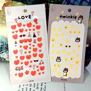 Сладък Корейски етикети под формата на звездното сърце Материал за scrapbooking Журнальная картичка Дневник Декор за скетчбука Стикер 