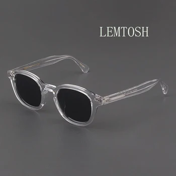 Слънчеви очила Джони Деп Мъжки Lemtosh Поляризирани очила Дамски Луксозни Маркови Реколта Очила за нощно виждане в жълто ацетатна рамки